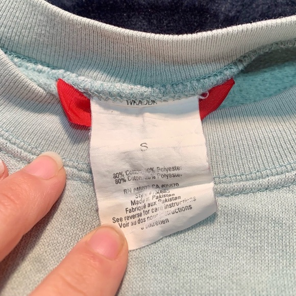 💛 Vintage 80s ESPRIT oversized crewneck sweater mint green size small distressed - Picture 5 of 9